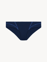 Mid-rise bikini brief in navy with metallic embroidery_0