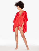 Red silk short robe with macramé_2