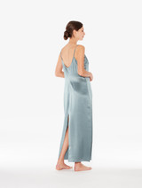 Silk long nightdress in Frosty Green_2