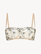 Underwired bandeau bra in sand Leavers lace_0