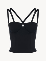 Padded corset in black modal jersey_0