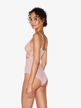 Bodysuit in pink with French Leavers lace_2