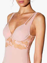 Bodysuit in pink with French Leavers lace_3