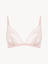 Triangle bra in pink with French Leavers lace_0