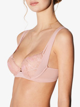 Push-up bra in pink with French Leavers lace_3