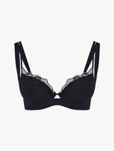 Push-up bra in black with French Leavers lace_0
