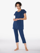 Pyjamas in dark denim blue rayon_1