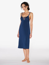 Nightgown in dark denim blue rayon_1