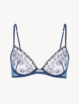 Underwired bra in dark denim blue embroidered tulle_0