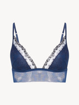 Bralette in dark denim blue embroidered tulle_0