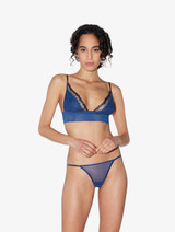 Bralette in dark denim blue embroidered tulle_1