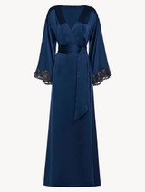 Blue long silk robe with frastaglio_0