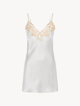 Silk satin slip with frastaglio in white_0
