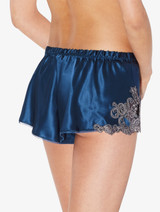 Blue silk satin sleep shorts with frastaglio_2