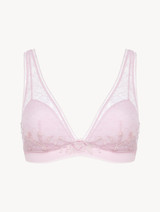 Triangle Bra in pale pink Lycra with Leavers lace_0