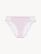 Medium Brief in pale pink Lycra with Leavers lace_0