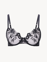 Underwired Bra in Black Lycra with embroidered tulle_0