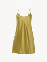 Silk short slip dress in Olive_0