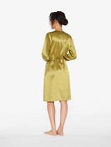 Silk short robe in Olive_2