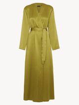 Silk long robe in Olive_0