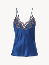 Blue silk camisole with frastaglio_0