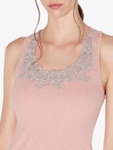 Cashmere Blend Ribbed Tank Top in Blush Clay with Frastaglio_1
