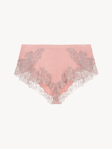 Cashmere Blend Ribbed Sleep Shorts in Blush Clay with Frastaglio_0