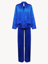 Silk Pajama set in electric blue_0