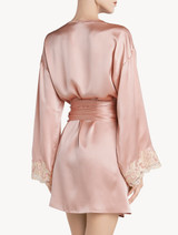 Powder pink silk satin short robe with frastaglio_2