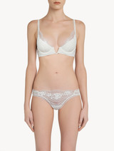 Off-white Leavers lace thong with gathered tulle_1