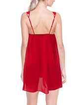 Silk Babydoll in red with leavers lace_1