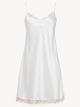 Silk Slip with Leavers lace in White_0