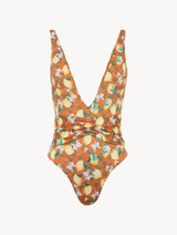 Orange Printed Swimsuit_0