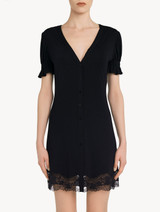 Black modal night dress with Leavers lace_1