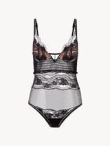 Black Leavers lace body with tulle ruffle_0