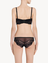 Black Leavers lace bandeau U-bra with tulle ruffle_2