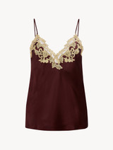 Bordeaux silk satin camisole with frastaglio_1