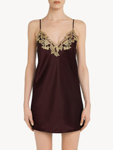 Bordeaux red silk satin slip with frastaglio_1