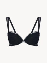 Black lace and tulle push-up bra_0