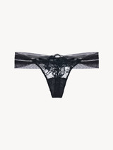 Black lace and tulle thong_0