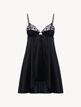 Babydoll in black silk satin_0