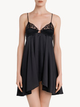 Babydoll in black silk satin_1