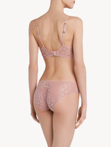 Underwired bra in pink silk satin stretch with Leavers lace_2