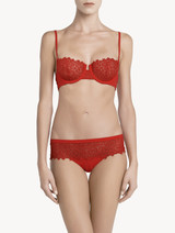 Medium briefs in red silk-georgette with macramè trim_1