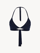 Navy blue lycra triangle bikini top_0