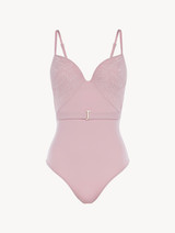Padded underwired swimsuit in pink_0