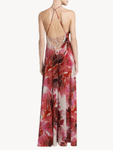 Jumpsuit in red silk stretch with lace trim_2