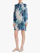 Shirt in blue silk stretch with lace trim_1
