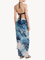 Pareo in blue silk stretch with lace trim_2