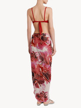 Pareo in red silk stretch with lace trim_2